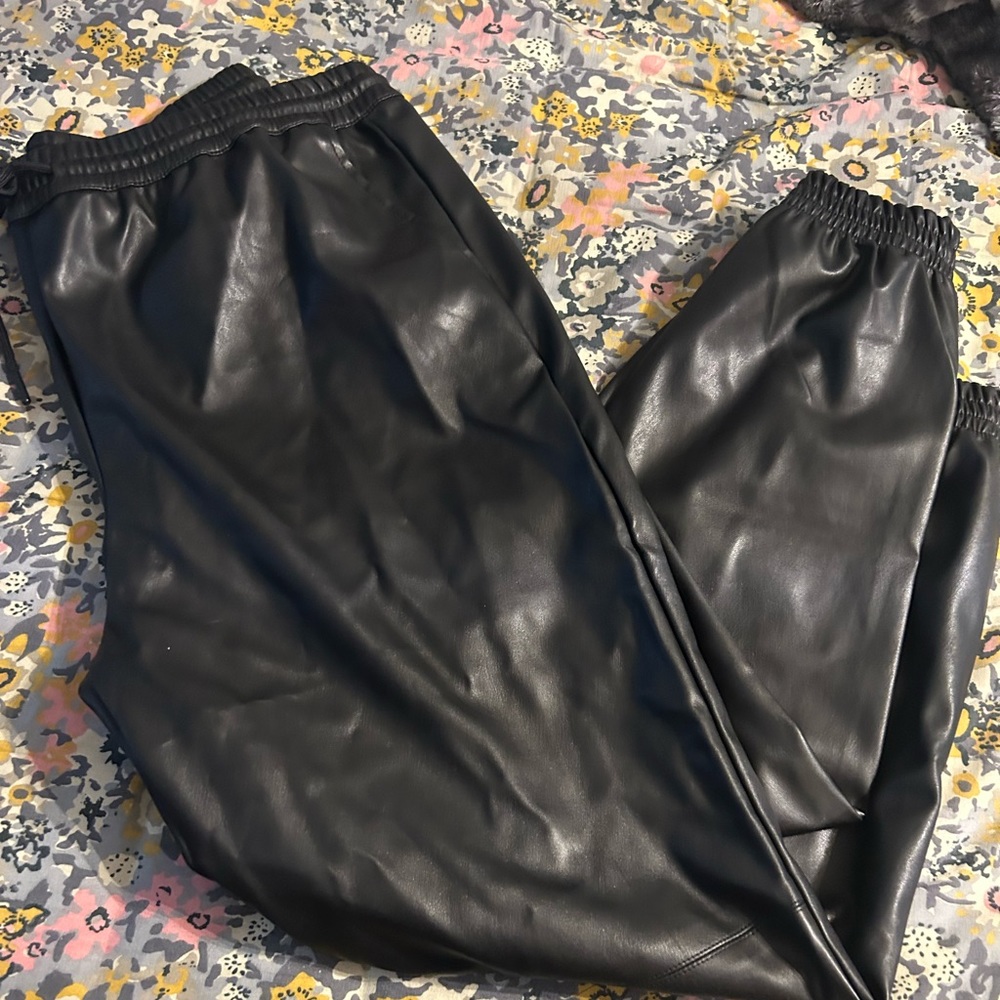 Faux leather joggers